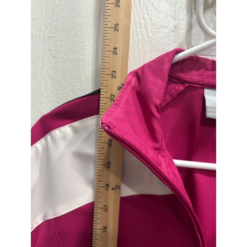 Nike Womens Track Jacket Magenta Pink White Black Colorblock Full Zip Large